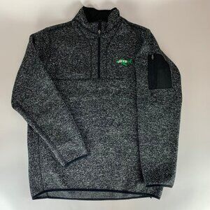 New York Jets NFL Retro Gray Black Antigua 1/4 Zip Pullover Fleece Mens Large